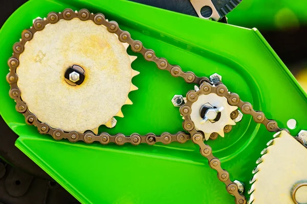 Chain Drive Gear Mechanism Industrial Machine Detail View — Stock Photo, Image