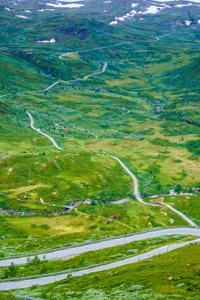 Norveç Yaz Dağları Manzarası Ulusal Turizm Manzaralı Sognefjellet Yolu — Stok fotoğraf