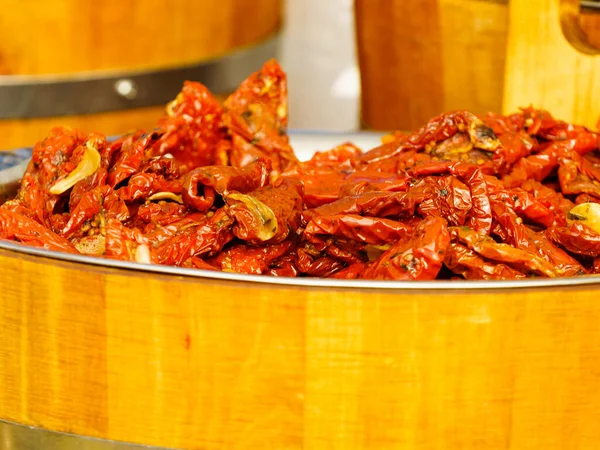 Red Dried Pepper Sale Outdoors Food Market — Stock Photo, Image