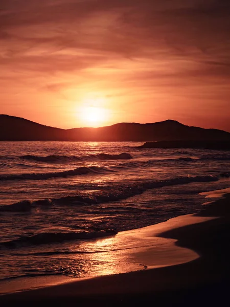 Sonnenuntergang Über Dem Meer Küstenlandschaft Calblanque Strand Murcia Spanien — Stockfoto