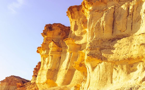 Ciudad Encantada Bolnuevo Formas Arenisca Amarilla Formaciones Rocosas Murcia España —  Fotos de Stock