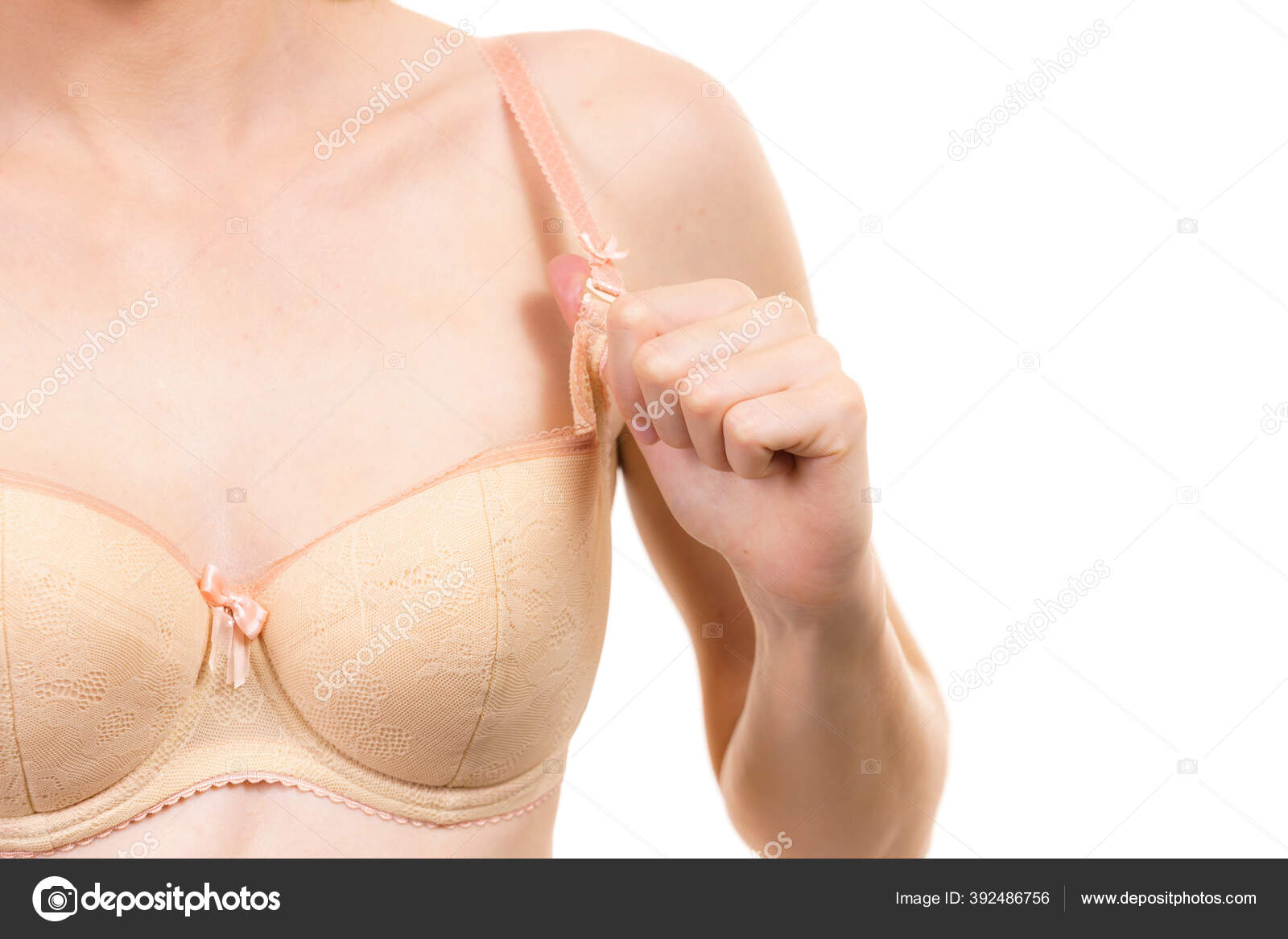 Wanita Muda Payudara Kecil Memakai Bra Terlalu Besar Ukuran Payudara — Stok  Foto © Voyagerix #392486756