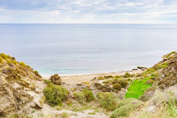 Cliff Acima Praia Cabezo Negro Paisagem Espanhola Longo Costa Almeria — Fotografia de Stock