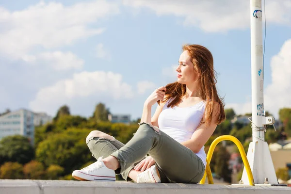 Moda Mujer Moda Relajante Aire Libre Con Calzado Casual Zapatillas — Foto de Stock