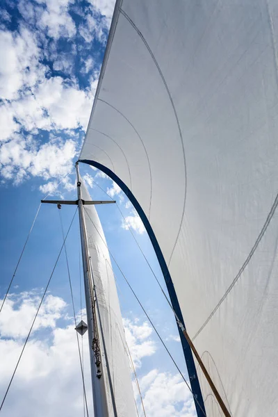 Detailed Closeup Sail Fabric Sailboat Outdoor Shot Marine Objects Concept — Stock Photo, Image