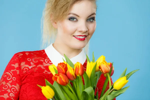 Dia Internacional Mulher Março Retrato Bonito Cabelo Loiro Mulher Bonita — Fotografia de Stock