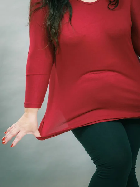 Curvy Big Woman Body Size Cotton Elastic Top Tunic — Stock Photo, Image