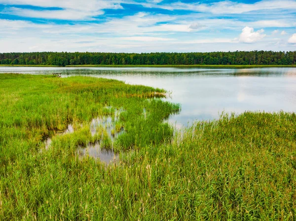 Lago Kierwik Masuria Lakeland Polonia Vista Aerea Paesaggio Verde Estivo — Foto Stock