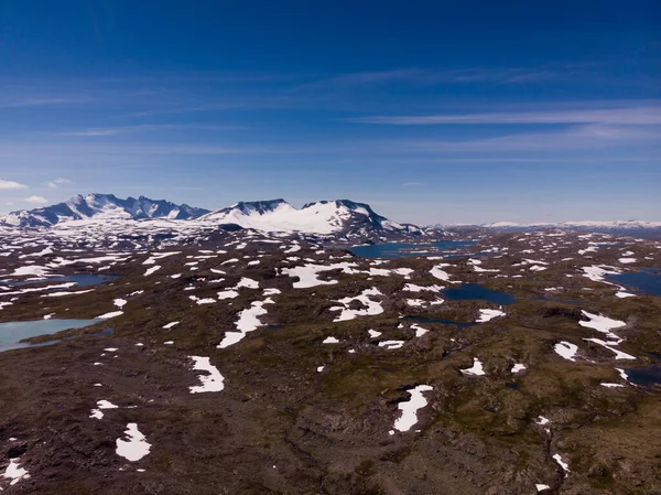 Летние Горы Норвегии Национальный Туристический Живописный Маршрут Sognefjellet Вид Воздуха — стоковое фото