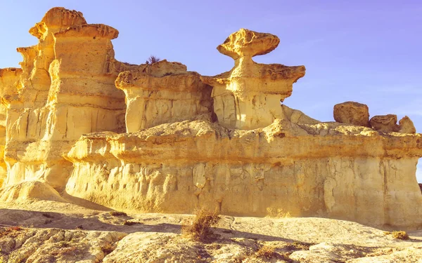 Famous Rock Erosion Formations Bolnuevo Mazarron Yellow Sandstone Shapes Murcia — Stock Photo, Image