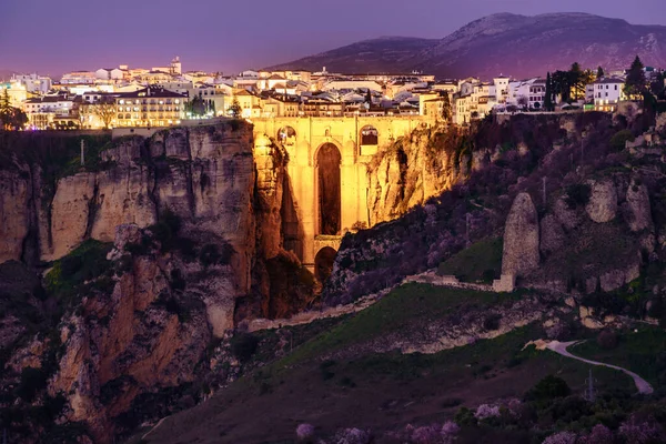 Spanya Endülüs Ronda Daki Guadalevin Nehri Üzerindeki Puente Nuevo Yeni — Stok fotoğraf