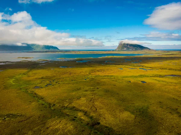 Krajobraz Wyspy Gimsoya Gminie Vagan Okręg Nordland Archipelag Lofoten Norwegia — Zdjęcie stockowe