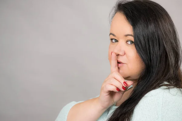 Mujer Adulta Pidiendo Silencio Secreto Con Dedo Los Labios Silencio — Foto de Stock