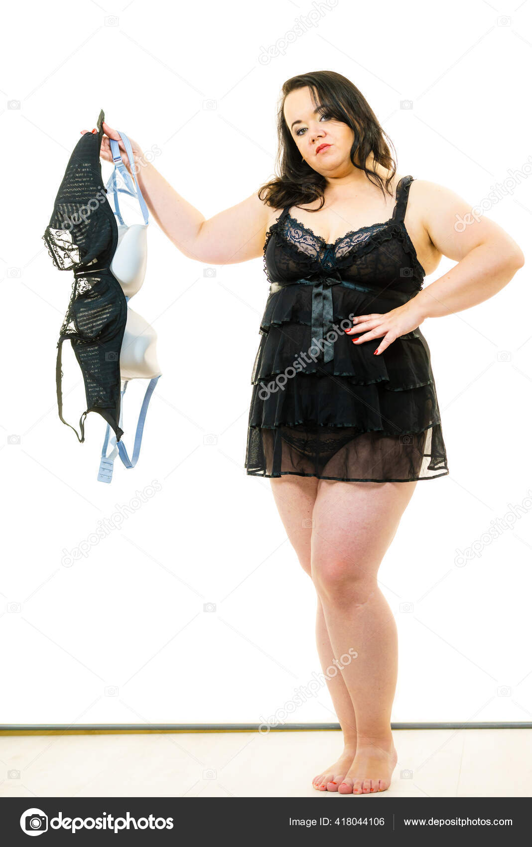 Size Adult Woman Choosing Perfect Bra Her Breasts Female Wearing Stock  Photo by ©Voyagerix 418044106