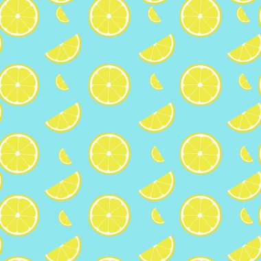 Lemon seamless pattern with half and slice. Vector illustration fof decoration. clipart