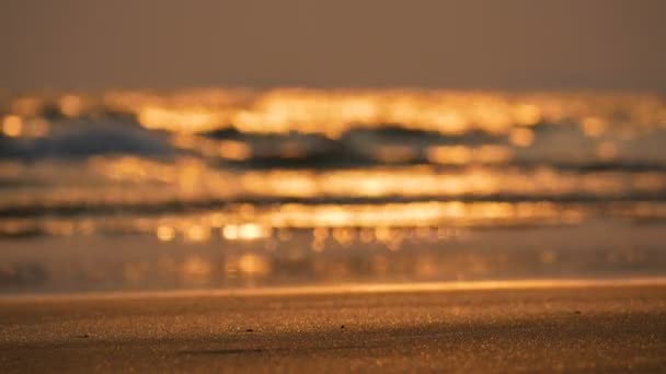 Hermoso Fondo Borroso Bokeh Ola Del Mar Con Crepúsculo — Vídeos de Stock