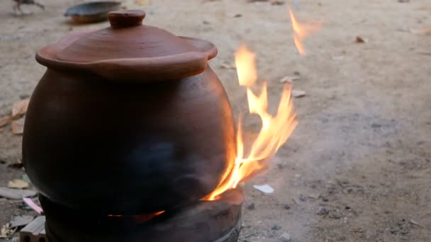 Clay Pot Stove Smoke — Stock Video