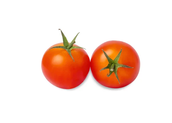 Dua tomat merah diisolasi pada latar belakang putih — Stok Foto