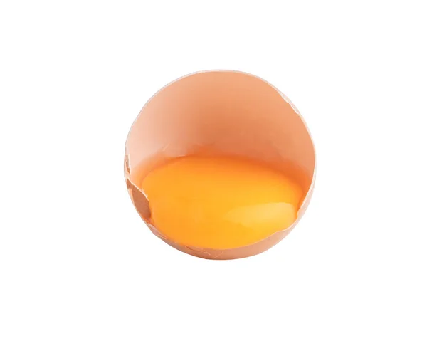 Яєчні Жовтки Розбитій Оболонці Ізольовані Білому Тлі Відсічними Контурами — стокове фото