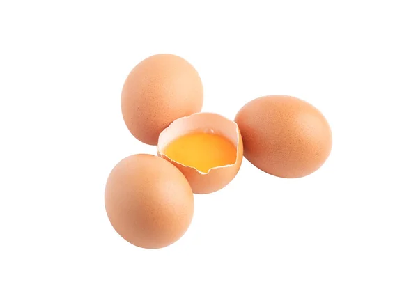 Uovo Grezzo Rotto Isolato Sullo Sfondo Bianco Con Percorsi Ritaglio — Foto Stock