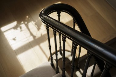 Stairs in the house, handrail and floor clipart