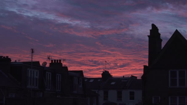 Rosa solnedgång i London — Stockvideo