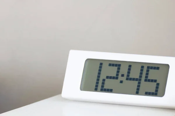 White Clock Digital Modern White Table Bedroom — Stock Photo, Image