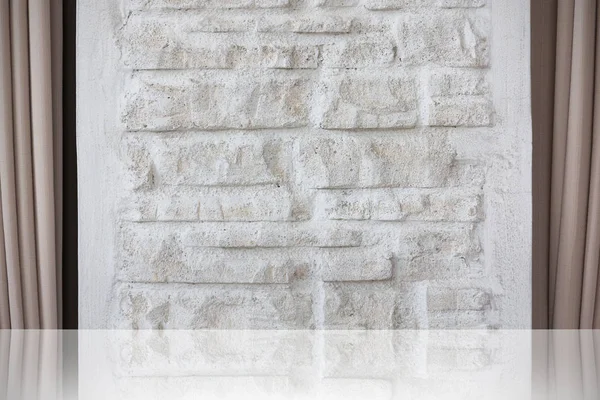Stone block wall background with curtain, decoration interior, effect light.