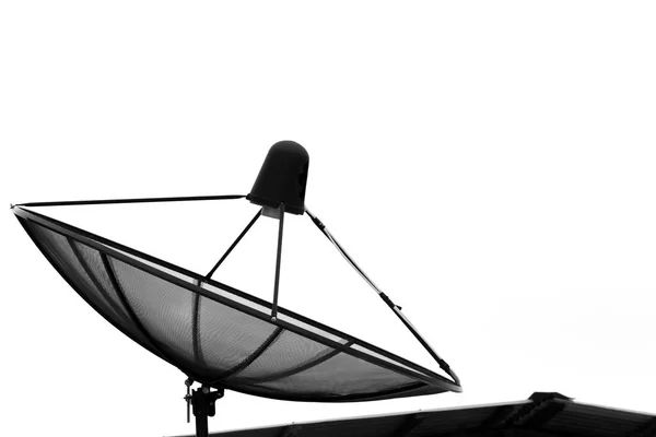 Anteny Satelitarnej Komunikacji Dachu Białym Tłem — Zdjęcie stockowe