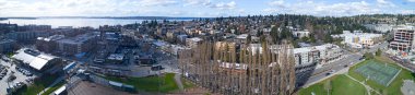 Lake Washington doğru seyir Kirkland Washington şehir merkezinde hava panoramik