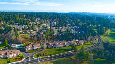 Konut mahalle havadan görünümü Edmonds Washington yukarıda
