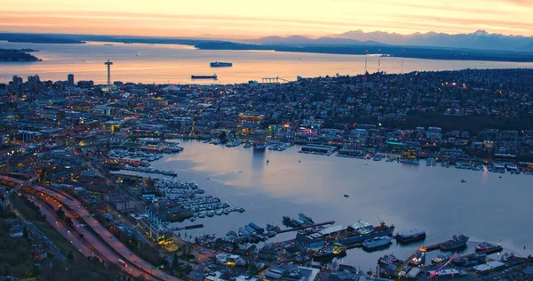 Vysoko Nad Město Seattle Lake Union Puget Sound San Juan — Stock fotografie