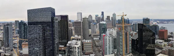 Výše Seattle Centrum Panorama Pohled Mrakodrapy Firemní Kancelář Budov Stavební — Stock fotografie