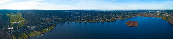 Sjön Ballinger Edmonds Washington Panorama Flygfoto — Stockfoto