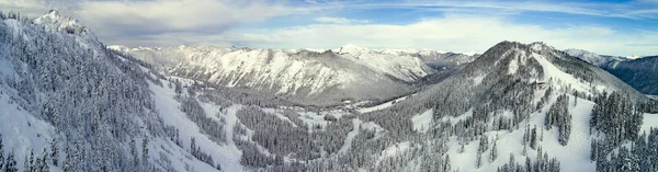 Przełęczy Stevens Ski Obszar Panoramiczny Widok Lotu Ptaka — Zdjęcie stockowe