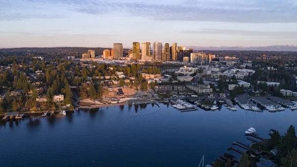 Vista Panorámica Del Paisaje Aéreo Bellevue Washington Waterfront City Skyline — Foto de Stock