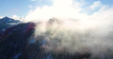 Bulutlu hava helikopter manzaralı kış orman North Cascades dağ yukarıda