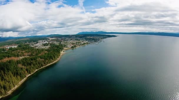 Powell River Historiska Distriktet Sunshine Coast Kanada Flygfoto — Stockvideo