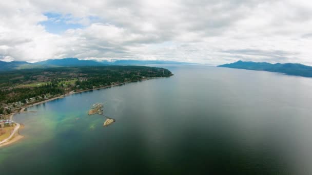 Myrtle Sziklák Powell River Kanada Tengerpart Légifelvételek — Stock videók