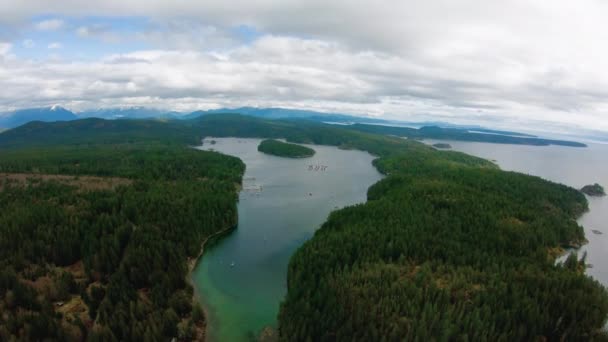 Cortes Adası Gorge Harbour Isles Havadan Görünümü British Columbia Keşif — Stok video