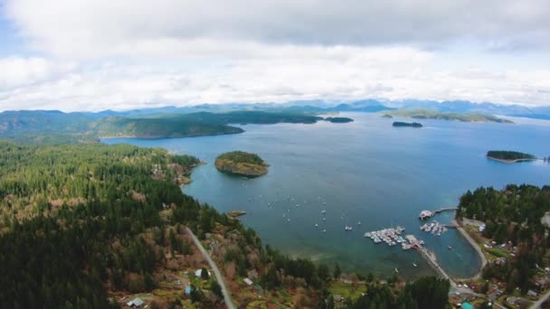 Heriot Bay Quadra Island British Columbia Discovery Islands Aerial View — Stock Video