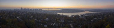 Downtown Seattle Washington günbatımı Panorama görünüm