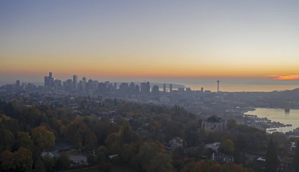 Innenstadt Seattle Washington City Skyline Sonnenuntergang Panoramablick — Stockfoto