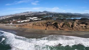 San Francisco kıyı şeridi hava perspektif başlık Kuzey Lake Merced Fort Funston park eder.