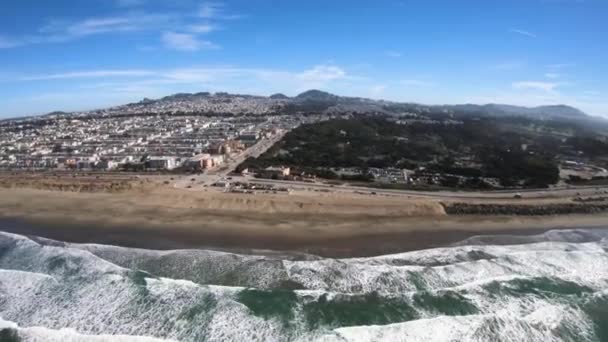 San Francisco Şehir Sınırları Boyunca Pasifik Kıyı Şeridi Hava Helikopter — Stok video