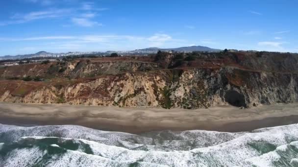 Thornton State Beach Daly City Californie Falaises Sandy Beach Coast — Video