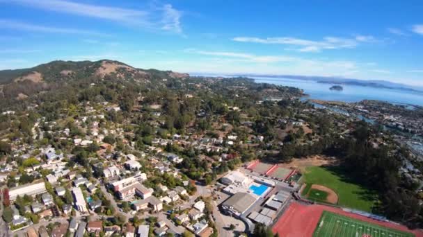 San Rafael California Hava Görünümünü Helikopter Şehir Şehir Merkezine — Stok video