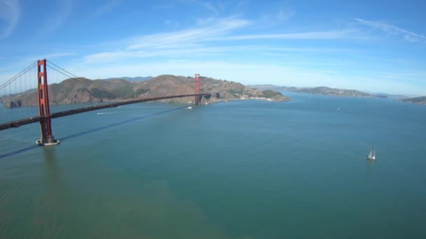 San Francisco Golden Gate Köprüsü Hava Helikopter Görünümü Üzerindeki Trafik — Stok video