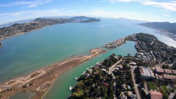 Hafenpunkt Luftaufnahme Der San Francisco City Downtown Aus Dem Hubschrauber — Stockvideo