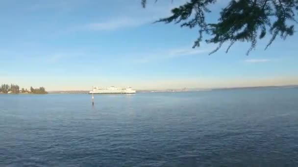 Barco Ferry Transporte Que Viaja Través Del Cuerpo Agua Time — Vídeo de stock